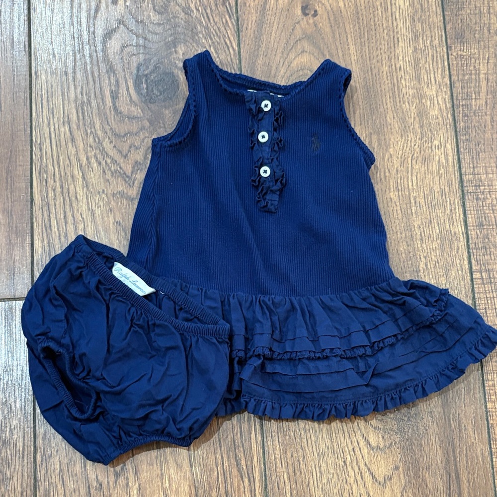 Ralph Lauren Navy Blue Kids Dress Set 3 Months